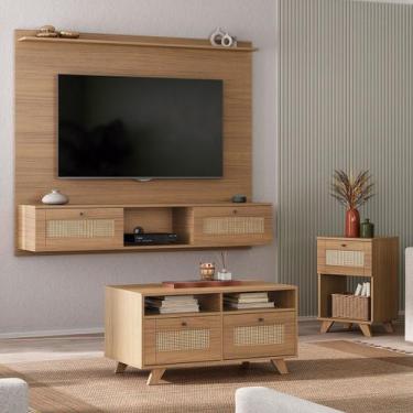 Imagem de Sala de Estar Completa para TV Até 72 Polegadas Decor 2 Portas Carvalh