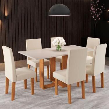 Imagem de Mesa de Jantar 6 Lugares Erika Mel/Blonde/Nude 26271 - Viero Móveis, B