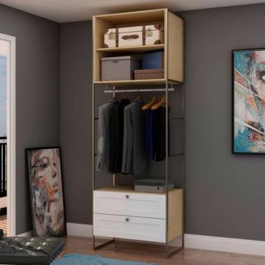 Imagem de Closet Modulado Infinity 2 Gavetas Savana/Branco - Genialflex, Marrom,