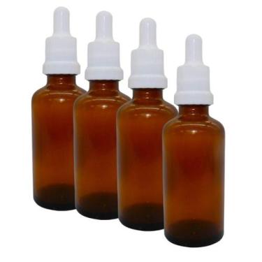 Imagem de 30 Frasco De Vidro 30ml Conta Gotas/Ambar - Tampa Lacre Bulbo e Canula