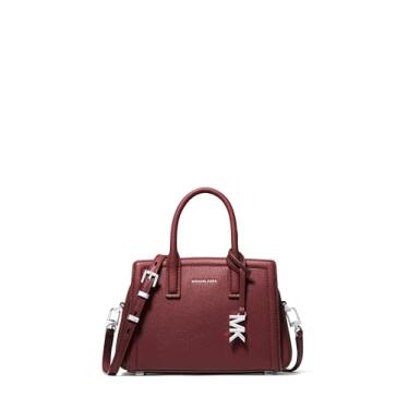 Imagem de Michael Kors Bolsa transversal extra pequena Laila, ferragens prateadas/couro de cabra em relevo/Oxblood