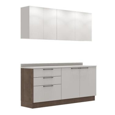 Imagem de Cozinha Modulada Pequena Herval Amsterdam, 6 Peças, Off White e Avelã,