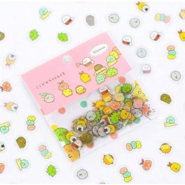Imagem de 80 peças de adesivos japoneses de papelaria, desenhos variados de gato e urso, adesivos decorativos para agendas, álbuns de recortes e artesanato, estilos aleatórios