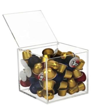 Imagem de Caixa para lembranças acrilica - Transparente caixinha com tampa articulada(13X13X13CM)