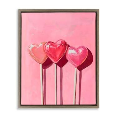 Imagem de Stupell Industries Arte de parede em tela flutuante emoldurada três pirulitos em marrom rosa, design por Arlington Prints, 80 x 63 cm