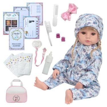Imagem de Bebê Reborn Menina 100% Silicone Loira Enxoval Completo - Cegonha Rebo