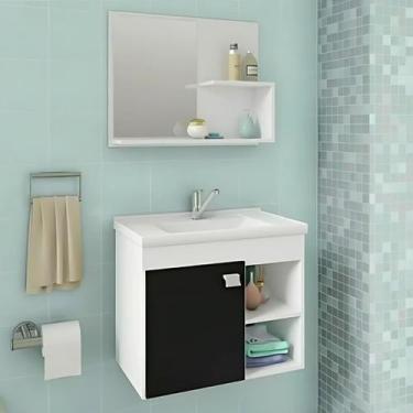 Imagem de Conjunto Gabinete de Banheiro com Cuba Mármore e Espelheira - Rainha d