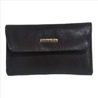 Imagem de Carteira Brilho da Pele de Couro Feminino - Marrom escuro