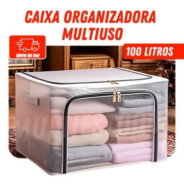 Imagem de Caixa Organizadora 100L Para Roupas De Cama, Mesa E Banho