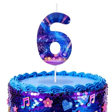Imagem de Velas azuis de aniversário número 6, topos de bolo com tema de desenho animado para decoração de bolo para meninos e meninas, decorações de aniversário, suprimentos de festa, velas com números para