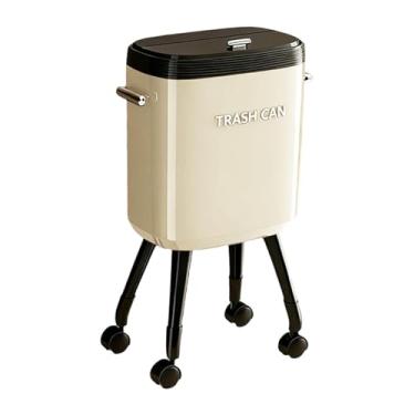 Imagem de KiBcsLic Lixeira com pernas, lixeira multifuncional doméstica com pés altos, sem dobrar, para sala de estar, cozinha, cômoda, Branco com Rodízio