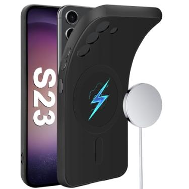 Imagem de Capa magnética para Samsung Galaxy S23, adequada para Mag-Safe, de silicone macio e fino para telefone Samsung S23 capa protetora com forro de microfibra de borracha gel para Galaxy S23 5G 6,1