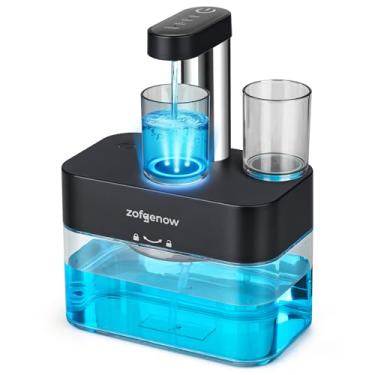 Imagem de ZOFGENOW Dispensador de enxaguante bucal automático atualizado para banheiro, acessórios de banheiro, dispensadores montados na parede com copos magnéticos, níveis de distribuição ajustáveis, adequado