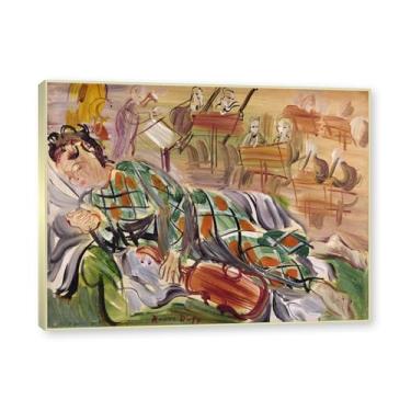 Imagem de NHLDZYH Moldura champanhe. Folhas impressionistas, (torne-se palhaço) de Raoul Dufy, reprodução de quadros, quadros de pinturas famosas, imagem murais quartos. 60x80cm