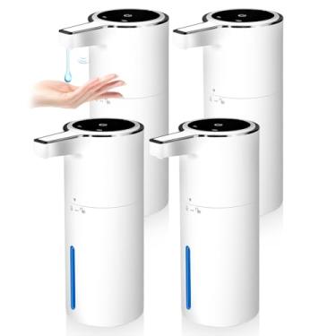 Imagem de Pacote com 4 Dispensadores Automáticos de Sabonete Líquido Touchless, Dispensador de Lavagem à Mão com Sensor Inteligente de 382 g, Recarregável por USB e Ajustável para Banheiro e Pia de Cozinha