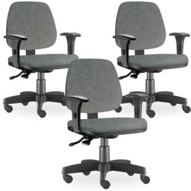 Imagem de Kit 03 Cadeiras De Escritório Giratória Job Cinza Escuro - LYAM DECOR