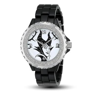 Imagem de Disney Relógio feminino W001796 Malévola com mostrador analógico, quartzo analógico, relógio preto