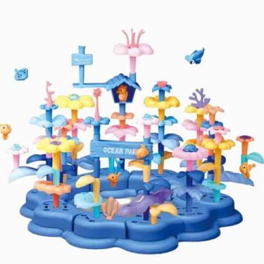 Imagem de Ocean Park Jardim Submarino Infantil Kit DIY com Flores e Peixes Brinquedo Educativo de Montar em Plástico