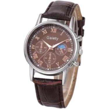 Imagem de Relógio Masculino Gaiety 35 mm Quartz Analógico – Pulseira de Couro, Cronógrafo Funcional, Resistente a Água Casual/Elegante