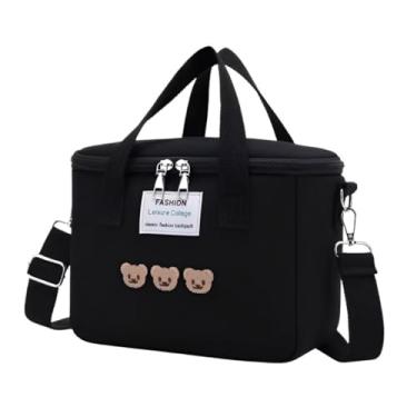 Imagem de Bolsa Térmica Marmita Sacola Academia Trabalho Fitness Ursinho Preto