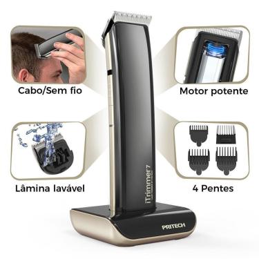 Imagem de Maquina de Cortar Cabelo Aparador de Barba Elétrico Acabamento e Desenho-Unissex