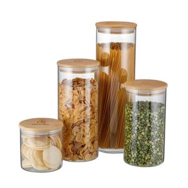 Imagem de Conjunto de Potes Herméticos Electrolux 4 Unidades com Tampa de Bambu