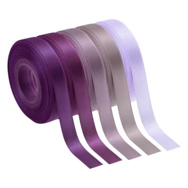 Imagem de PATIKIL Fita de cetim sólida de 9,5 cm x 50 metros, 5 peças de rolo de fita de tecido de poliéster face única para embrulho de presente, artesanato, casamento, aniversário, buquê, arcos de cabelo