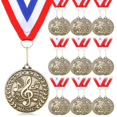 Imagem de Quelay 20 medalhas musicais de 5 cm com fitas de pescoço, medalhas de vencedor, prêmios, troféus de metal a granel, presente para competições de adultos, torneios de educação escolar, lembrancinha de