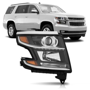 Imagem de Conjunto de farol do lado direito do passageiro compatível com Chevy Tahoe Suburban 2015 2016 2017 2018 2019 2020 com LED DRL, conjunto de farol HID GM2503405