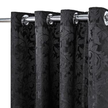 Imagem de Cortina Jacquardl Sala Quarto 4,00x2,70m Semi Blackout Luxo Moderno (Preto, 2,70X1,60m)