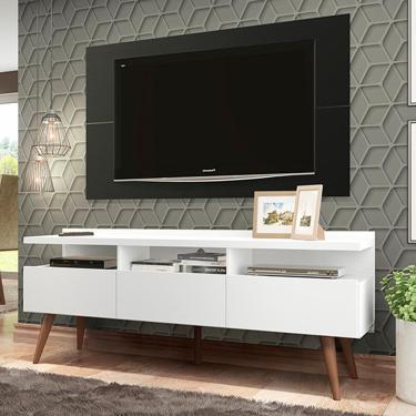 Imagem de Rack e Painel para Tv até 55" Londres Branco e Preto Madesa
