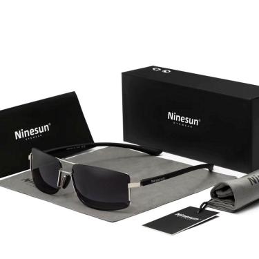 Imagem de Óculos De Sol Polarizados Masculino Moldura Quadrada Classico Protecao Uv400 Prata