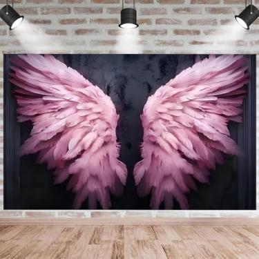 Imagem de Pano de fundo azul com asas de anjo grande céu céu branco nuvem branca céu santo enviado decoração de chá de bebê para aniversário adulto decoração de festa de casamento menino menina retrato