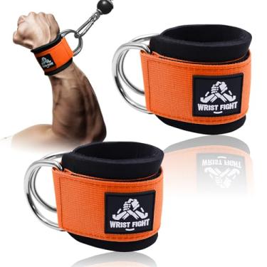 Imagem de Punhos de pulso com dois anéis D – Suporte seguro e confortável para exercícios de máquina de cabo, elevações laterais, treinamento de força do braço e exercícios de tríceps