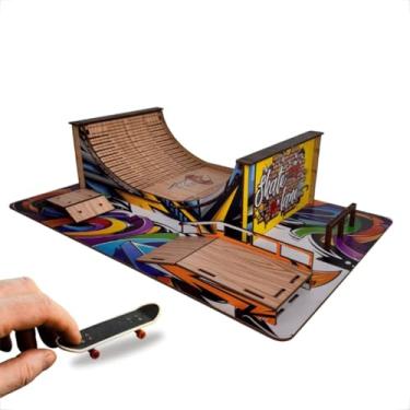 Imagem de Pista de Skate De Dedo Brinquedo em MDF Personalizado Adesivado Infantil Com Rampas