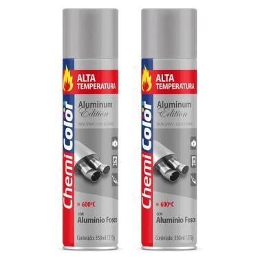 Imagem de Kit 02 Tintas Spray 350ml Alta Temperatura Interno e Externo Secagem Rápida - Chemicolor