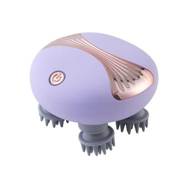 Imagem de Massageador elétrico de couro cabeludo roxo com 8 cabeças de massagem rotativas