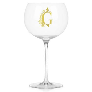 Imagem de Onebttl Taças de vinho personalizadas com haste, presentes de vinho fofos para mulheres, presentes com monograma para amantes de vinho em aniversários de Natal, com letra G