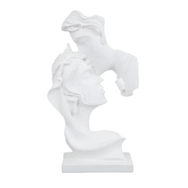 Imagem de Midremer Escultura de beijo para casais, estatueta de casal de arte abstrata, decoração de estátua de resina para decoração de casa, escultura de beijo apaixonado, estátua romântica para casamento