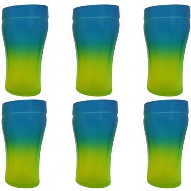 Imagem de Copo 200 ml Neon Tie Dye Colorido Novidade - Wheaton Brasil, AZUL