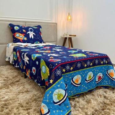 Imagem de Kit Cobre Leito Colcha Infantil Menina Rosa Fada e Menino 2 Peças Mate