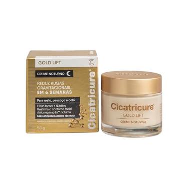 Imagem de Cicatricure Gold Lift Creme Noturno Facial Hidratante Antirrugas com Efeito Tensor, Nutritivo para Autorreparação, Reafirma Contorno, Reduz Rugas Gravitacionais em 6 Semanas, Clareador 50g
