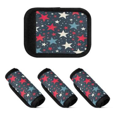 Imagem de Qilmy Beautiful Stars Bagagem Handle Wrap Pacote com 4 Identificadores de Bagagem Identificadores de Bagagem Capa para Carrinho de Bebê Mala Mala Avião Acessórios de Viagem 381