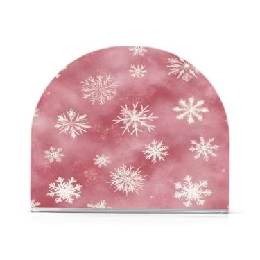 Imagem de Qilmy Lindo suporte de guardanapo de flocos de neve de Natal para mesas, porta-guardanapos de papel de placa acrílica elegante, dispensador de papel de seda independente moderno para sala de jantar