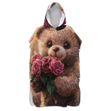 Imagem de TSENQUE Roupão de pelúcia fofo com mudança de rosa para adultos, poncho de surfe, toalha de banho com capuz, ponchos de praia vestíveis para homens