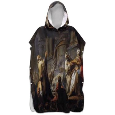 Imagem de Joisal Roupão de mudança de poncho de surfe para banho de praia Adul toalhas com capuz reutilizáveis pintura neoclassicismo ponchos adultos para mulheres