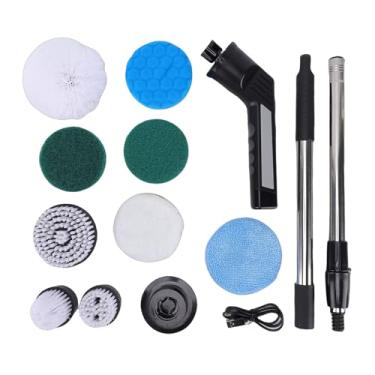 Imagem de Ymiko Purificador de Chuveiro Elétrico, Limpador de Escova de Banheiro 9 Em 1 Com Alça Longa de 50 Polegadas e Bateria de 2.000 MAh, para Azulejos, Chuveiros, Cozinhas, Carros, (JY6016 Preto (9