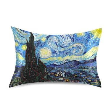 Imagem de Fronhas refrescantes para cabelo floral padrão king queen capas de travesseiro de cama macia de cetim tamanho queen 76.2 cm x 50.8 cm arte azul preto noite estrelada