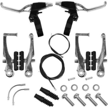 Imagem de Freio V-brake Para Bicicleta C/Manete Alumínio Cabos Kit Completo + Selim Com Manopla Gts Mtb Vazado Banco Para bike(APENAS FREIO DE Alumínio)