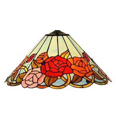 Imagem de Cúpula de Abajur Tiffany Rosa (Somente Reposição) 18x9 Polegadas, Cúpula de Vidro Colorido, Estilo Vintage Antigo com Estampa Floral, Adequada para Abajur de Mesa, Abajur de Chão e Luminária
